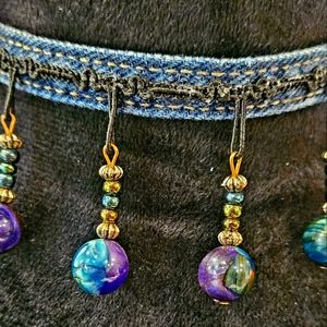 HANDMADE By OKDco. DENIM AND GLASS BEAD CHOKER! 💙